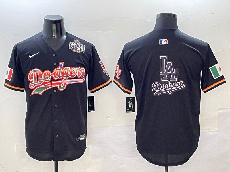 Men Los Angeles Dodgers Blank Black rainbow Nike 2025 MLB Jersey style 21